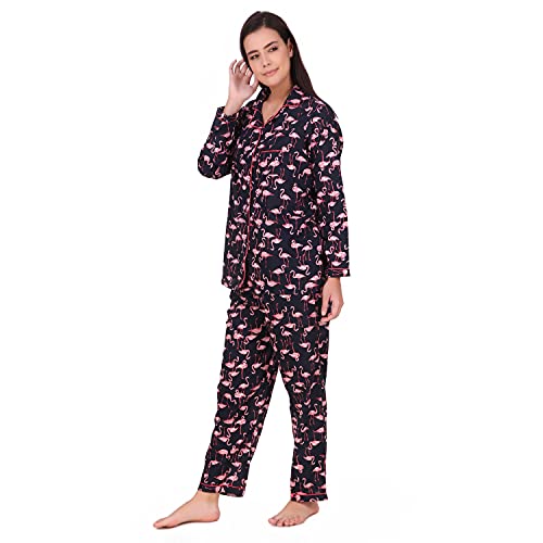 Image of Soulful Threads Women Black Printed Sleep Set