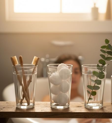 Image of Table & Tale Americano Line 345 ml Water Glass Set of 4 from Brazil | Durable & Stylish Glassware for Water, Juice, Cold Drink Tumbler | Perfect for Gifting | Dishwasher Safe
