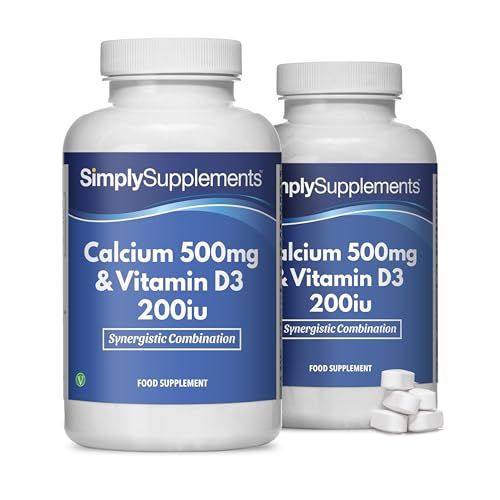 Calcio 500mg & Vitamina D3 200iu | Contribuye a la salud ósea y dental | Contribuye a la función muscular normal | Apto para veganos y vegetarianos | 180 comprimidos = 3 meses de suministro