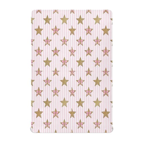 Sábanas de bebé para cuna con estampado de leopardo, color rosa, esenciales para cuna, 39 x 27 pulgadas