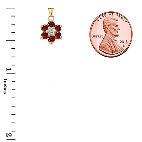 Certified 14k Yellow Gold Personalized Birthstone Cubic Zirconia Flower Pendant Necklace2