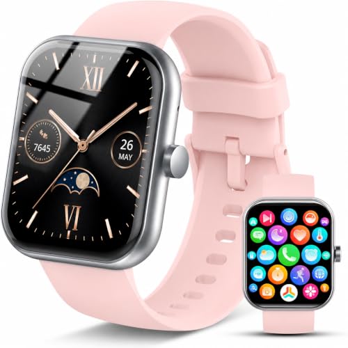 Coucur Smart Watch for Men Women (Answer/Make Call), Pastel Pink 04