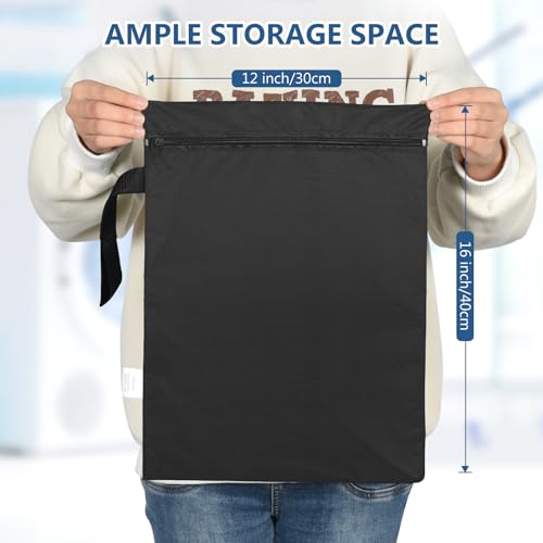 OTraki 2PCS Wet Dry Bags 12x16 inch Waterproof Reusable Travel Bags With Portable Handle Baby Cloth Diaper Wet Bag for Swimsuits Beach Pool Gym Clothes Stroller Toiletries Organizer (Black & Grey) - Thumbnail 4