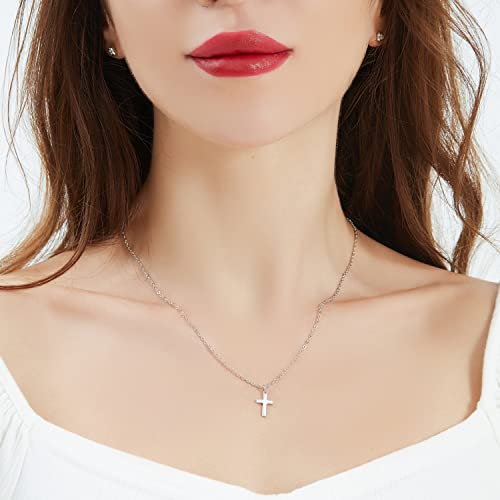 S925 Sterling Silver Tiny Cross Pendant Necklace for Women Dainty Cross Necklaces Mothers Day Birthday Gifts for Women2