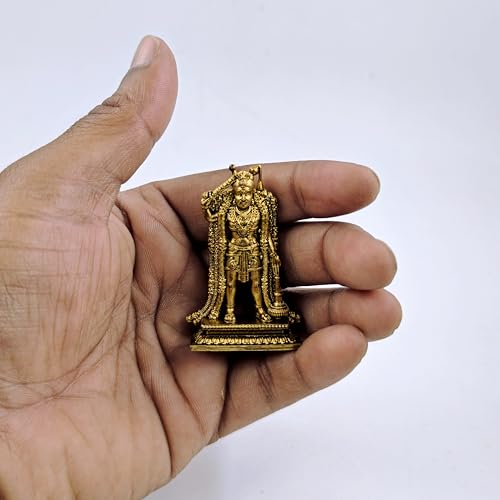 Image of Karuppa Samy Idol (Material- Export Quality Brass, Size-5cm) Ideal for car Dashboard, Home Pooja Room, Office Desk, or Travel Pocket, Gift for devotees and Collectors.
