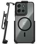 Encased SlimShield for Moto G 2025 Case with Belt Clip - Dual Hybrid Translucent Cover and Phone Holster (Black)