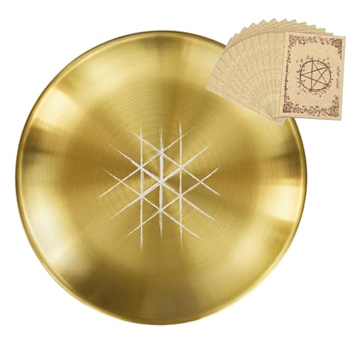 ETUCYNG Plateaux ronds pour table basse | Assiette ronde en acier inoxydable de 14 cm | Bol rituel de tarot, bougie chauffe-plat décorative, plateaux à bijoux pour décoration d'intérieur