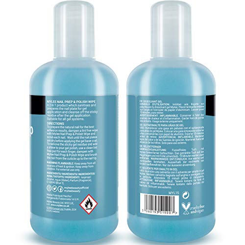 Mylee"Prep + Wipe" Gel-Nagellackreiniger und Reinigungsmittel für UV/LED-Maniküreazeton 2x250ml – Bild 8