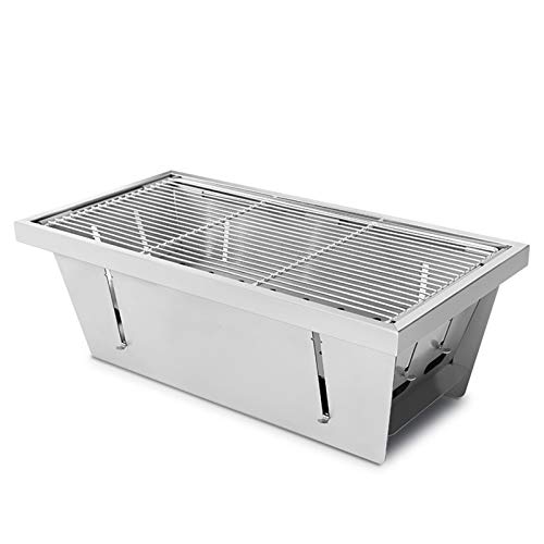 Tragbarer Grill, zusammenklappbarer Holzkohlegrill, Grillfeuerstelle, Holzkohlegrill aus Edelstahl, geräucherter Grill, für Outdoor, Reisen,