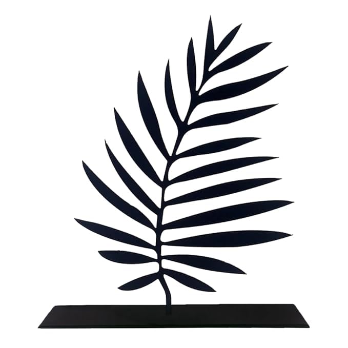 Leaf Showpiece with Metal Base | for Desktop Decor Statue, Shelf Console Decoration Office Table Desk (Back) with Mobile Phone Stand