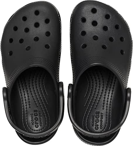 Crocs Unisex-Child Classic Clogs, Black, 4 Big Kid - 4