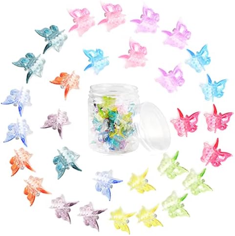 Mini Butterfly Hair Clips, 50 Pcs Plastic Mini Butterfly Clips with Box, Cute Butterfly Claws Clips for Hair 90s Women Girls (Assorted Gradient Colors)