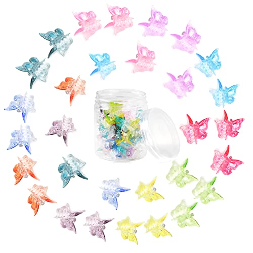 Mini Butterfly Hair Clips, 50 Pcs Plastic Mini Butterfly Clips With Box, Cute Butterfly Claws Clips For Hair 90S Women Girls (Assorted Gradient Colors) #TOP1