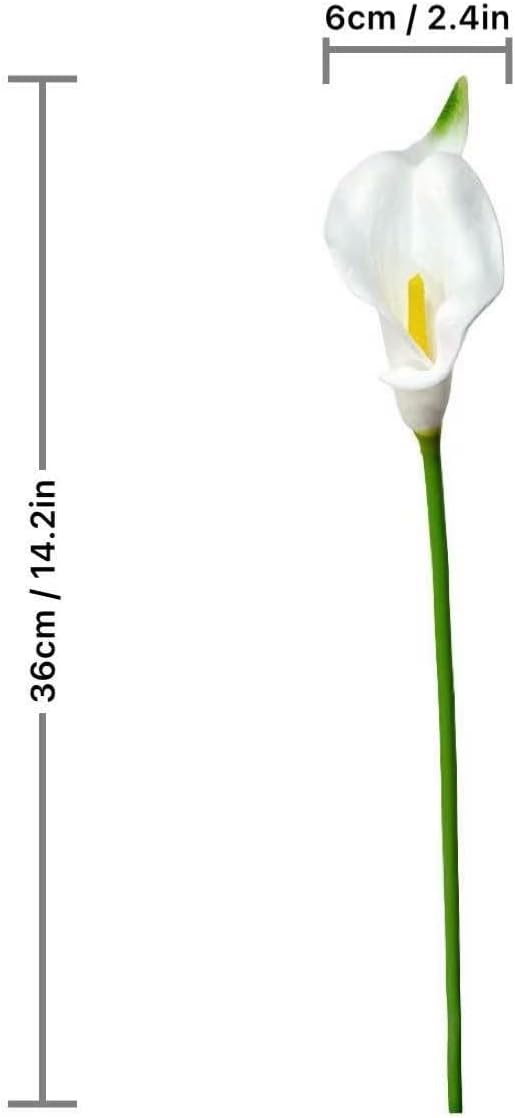 10 Pcs Artificial Calla Lily Flowers, Real Touch White Faux Flowers with Bendable Stems for DIY Wedding Bouquet, Party, Home Decor