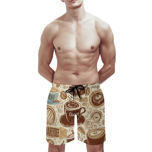 Men's Swim Trunks Coffee Beach Shorts Quick Dry Summer Bathing Suit Swimwear Beachwear with Pockets2