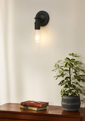 Image of Phansthy 180 Degree Adjustable Single Sconce Light Simple Industrial Wall Sconce Lighting Wall Mount Lamps Decorative Lighting Fixture for Kitchen Living Room Hallway (Black)