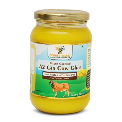 Image of FOREST TRAIIL [Premium A2 Gir Cow Ghee] Bilona Churned Ghee | High Heating Point | Rich In Good Fats | Boosts Immunity | Made with Curd | Natural, Healthy & Pure Cow Ghee (500 ml)
