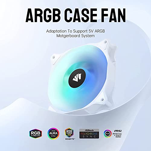 Asiahorse Wd-001 Series 120Mm Case Fan With Controller, White 5V Argb Motherboard Computer Case Fans Quiet High Airflow Adjustable Light Effect Computer Cooling Fan, 5 Pack #TOP2