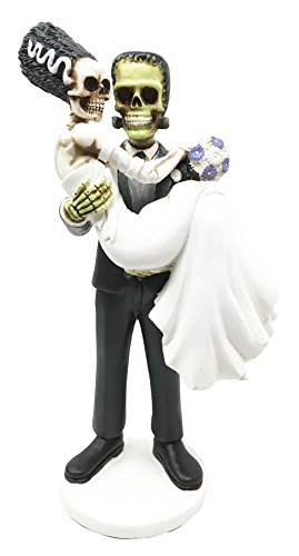 Day of The Dead Wedding Skeleton Frankenstein Skull Bride and Groom Couple Figurine