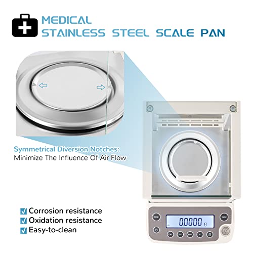 Crispaire Lab Analytical Balance 0.1Mg/220G Electronic Laboratory Scale 0.0001G Precise Digital Scale Rs232 Interface Lcd Display Chemical Plant Jewelry Scientific Research (220G) #TOP4