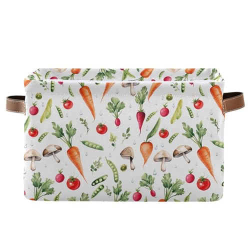 Image of Aslsiy Storage Basket Vegetables Garden-2 Nursery Bins Baby Canvas Box Clothes Shelf Basket Laundry Hampers 1 Pcs