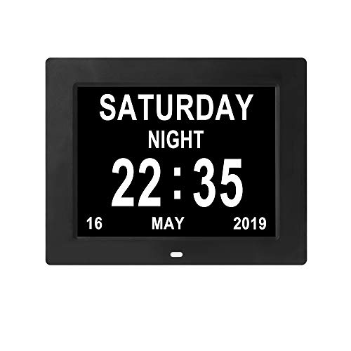 [Remote Control] Digital Day Calendar Clock 12 Alarms Auto-Dim Options Non-Abbreviations Day