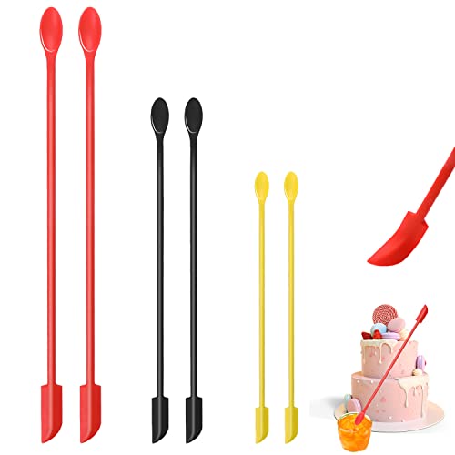 Silikonspatel, Make-up-Spatel, Mini-Spatel, Mini-Silikonspatel-Set, kleiner Spatel für Make-up-Kosmetik, dünner Spatel für Küchenflaschen (6 Stück, 3 Farben) Cover