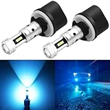 PHINLION 880 Blue LED Fog Light Bulbs, 3800 Lumens Super Bright 885 899 893 LED Fog Lights Replacement with Projector for Cars, Non-polarity, 8000K Ice Blue, Pack of 2