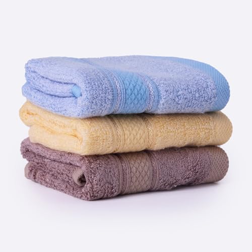 Image of Bamboo Soul Bamboo Face Towel | Ultra Absorbent & Super Soft | 30 x 30 cm - 550 GSM | Pack of 3 (Yellow, Dark Beige, Sky Blue)