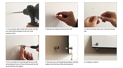 Luomorgo 12 Pcs 1/2\" x 0.78\" Stainless Steel Standoff Screws, Wall Sign Standoff Mounting Hardware Advertising Glass Standoff Nail for Hanging Acrylic Picture Frame, Silver