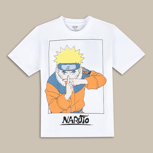 Image of Kidsville Official Naruto Anime Boys Half Sleeves Round Neck Graphic Character Printed Regular Fit Pure Breathable Cotton Fabric Tshirt