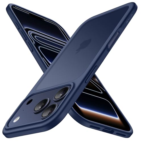 JETech Capa Fosca para iPhone 17 Pro 6,3 Polegadas, Proteção Contra Quedas de Nível Militar, Case Minimalista com Parte Traseira Translúcida Matte, Anti-Impressão Digital (Azul Escuro)