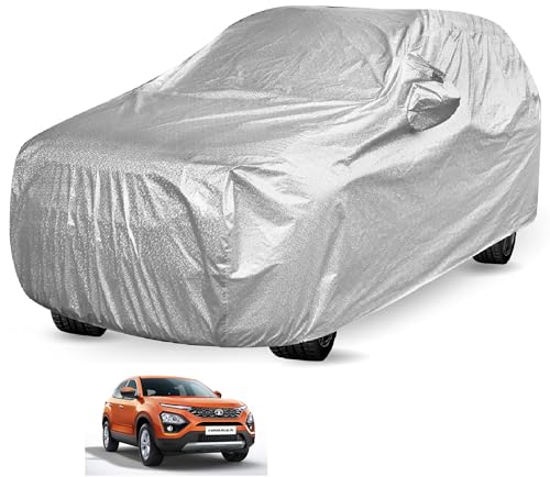 Image of Auto Hub Waterproof Car Cover Compatible with Tata Harrier with Mirror Pockets, Soft Cotton Lining, Harrier Car Cover Waterproof, Metallic Silver