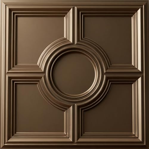 Image of Kayra Decor PVC Ceiling Panel 60x60 cm|Regal Medallion Design|Metallic Coffee|25 Tiles Cover 100 Sq Ft| Modern False Ceiling|Royal & Elegant Finish