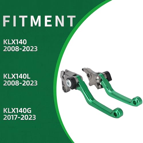 Image of Motorcycle Brake Clutch Lever Pivot Levers Set Adjustable CNC for KLX 140 KLX140 08-21 KLX300R 20-24 KLX140L 08-20 KLX140G 2017-2020 KLX140R KLX140RF 2021-2024 Dirt Pit Bike Green