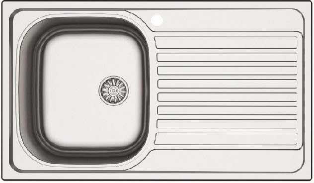 OHN861IRPC - Lavello Cucina 1 Vasca con Gocciolatoio Destra 86 cm Inox Finitura Prelucido