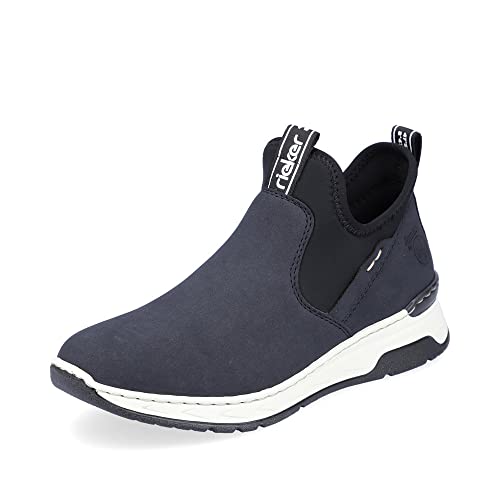 Rieker Damen Slip-On Sneaker M0053, Frauen Halbschuhe, lose Einlage,straßenschuhe,Strassenschuhe,Sportschuhe,blau Kombi (14),40 EU / 6.5 UK