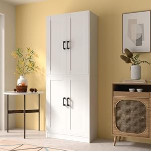 White Kitchen Pantry Cabinet, 71" Tall Kitchen Pantry Storage Cabinet with Doors, Kitchen Pantry Hutch with Storage for Kitchen, Dining Room White Kitchen Pantry Cabinet 71 Tall Kitchen Pantry Storage Cabinet with Doors Kitchen Pantry Hutch with Storage for Kitchen Dining Room