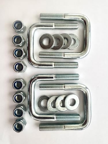 Image of U Bolts for 2x2 ROPS Tractors, Zinc Plated with Washers and Nyloc Nuts 1 /2 inch D x 2-1 /8 inch W (Inside Width) x 3-1 /8 inchL, 4 Pack