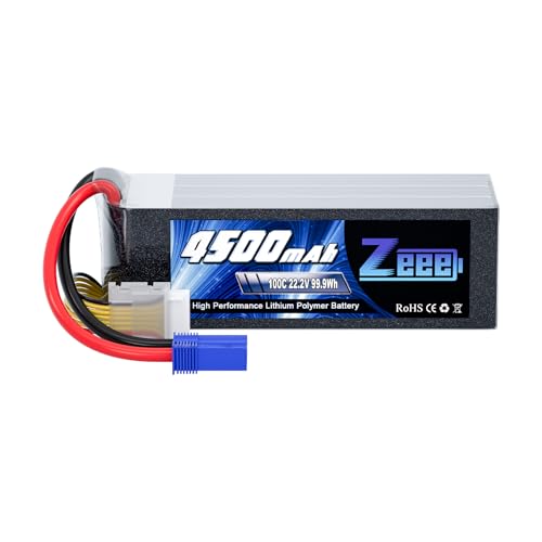 Zeee 6S Lipo Battery 22.2V 100C 4500mAh RC Battery Soft case with EC5 Plug for RC Airplane Helicopter RC Car Truck Tank Drone Racing Hobby