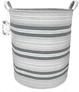 TIBAOLOVER 19.7" Large Sized Waterproof Foldable Canvas Laundry Hamper Bucket with Handles