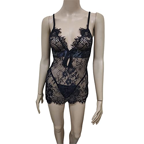 Camisola de Renda Sensual Lingerie Erotica Sexy Fetiche Calcinha Decote Prazer Sex Shop