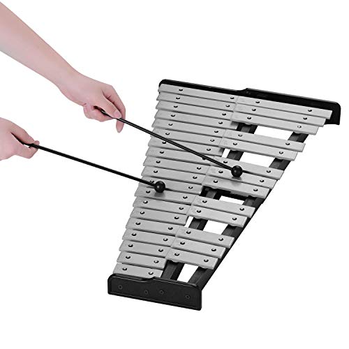 Generic Glockenspiel de Aluminio, 32 Notas, Xilófono, Marco de Madera, Instrumento de Percusión de Tono Claro para Adultos