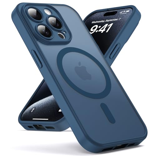 Ya en manzanajugosa.com: Oududianzi-Funda para iPhone 15 Pro Compatible con MagSafe, Funda Trasera Translúcida de PC, TPU Silicona Bumper, Carcasa de Protección Militar Anti-Choques Antigolpes-Azul