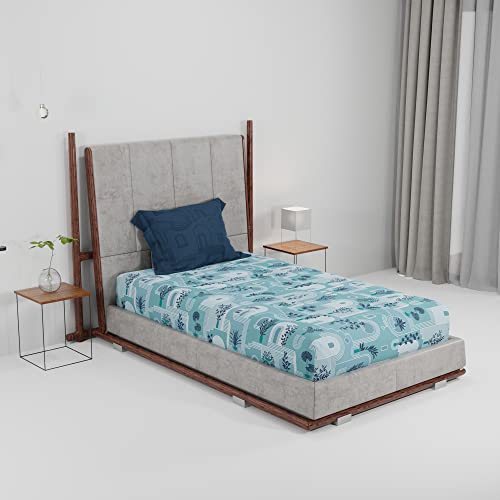 Image of Trident 144 Thread Count 100% Cotton Bedsheet, Single Size, Abu Dhabi Blue