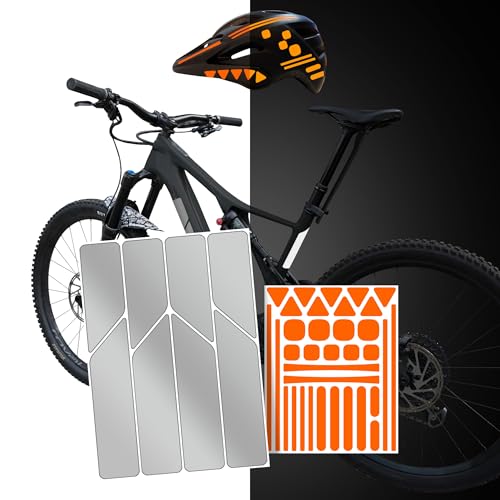 Riesel Design re:Flex Reflektor Set – reflektierende Sticker für Fahrradrahmen & Helm | stylische Sicherheits Aufkleber, selbstklebend & wetterfest | Made in Germany (orange/Silver)