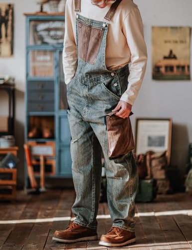 Rexcyril Men's Baggy Denim Bib Overalls Vintage Distressed Jumpsuit Blue 40 by Rexcyril - Used condition - Image 10