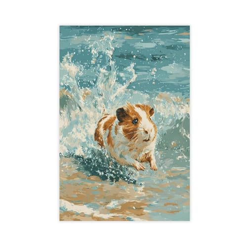 Toile cochon d'Inde dans l'eau 40x61 cm pour décoration de chambre