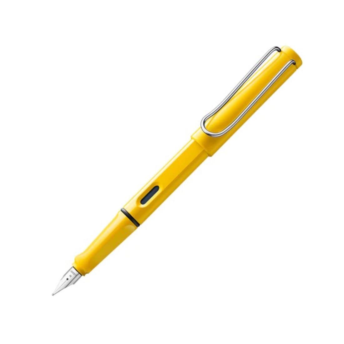 Safari Fountain Pen Broad Nib | Yellow Body with Metal Clip | Matt ASA Plastic Body & Polished Steel Nib | With Blue T-10 Cartridge & Z-28 Converter