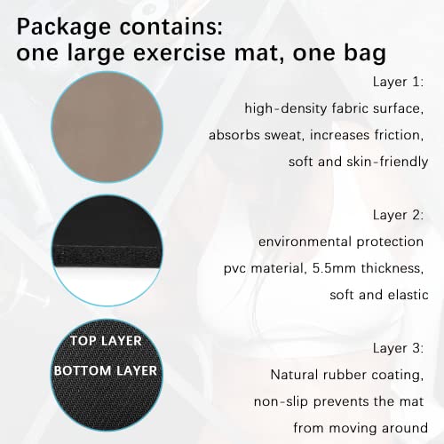 Large Exercise Mat Workout Yoga - Mats For Instant Home Gym Flooring Protector,Large Fitness Mat High Resilience, Ultra Comfortable Big Mat For Men And Women Fitness,Durable & Non-Slip Pilates Mat #TOP2